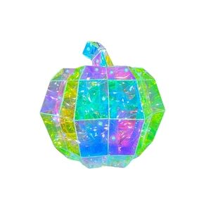 Iridescent Geometric Pumpkin Holographic Decor for Fall, Halloween Light Up